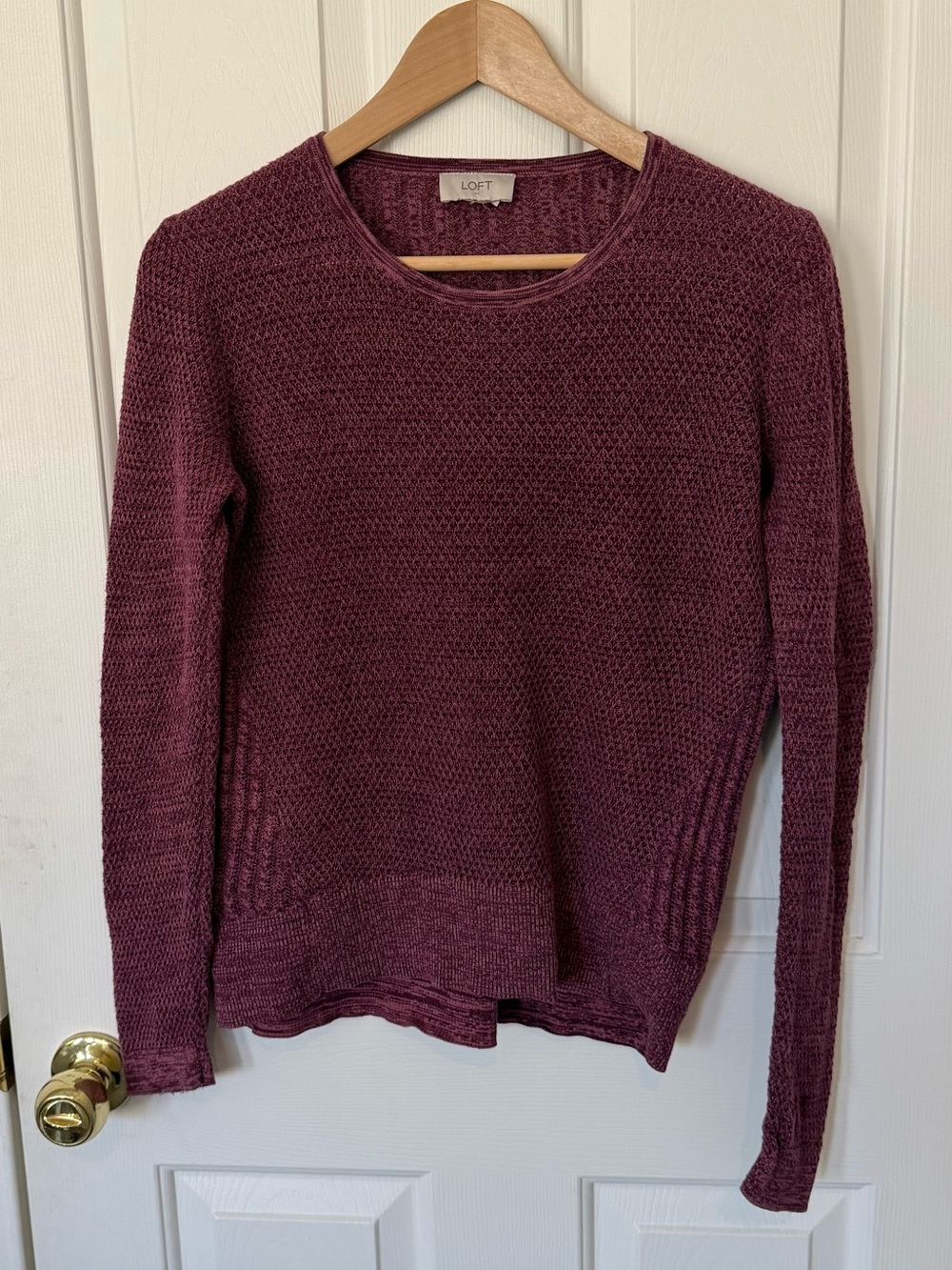 LOFT Plum Textured Crewneck Sweater